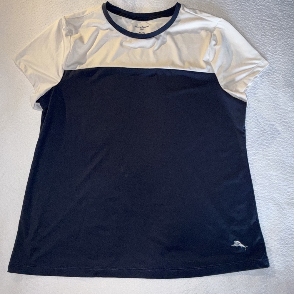 Tommy‎ Bahama Golf Blue and White Short Sleeve T-Shirt - Women's Size XL